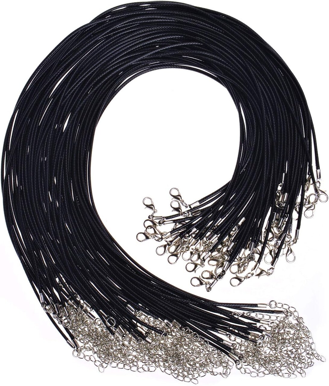 100Pcs Necklace Cord for Jewelry Making, Black Waxed String Bracelet Making Supplies